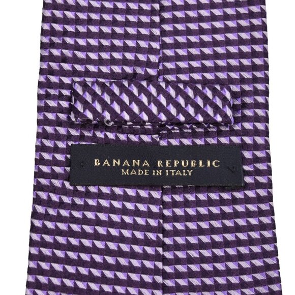 Banana Republic Mens Tie Necktie Silk Geometric Texture Made in Italy Purple - Picture 5 of 6